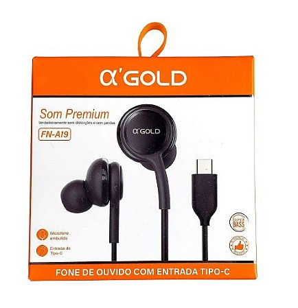 FONE DE OUVIDO A'GOLD COM ENTRADA TIPO C FN-A19 — TJ CASES